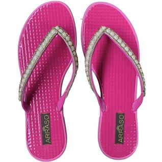 Rasteirinha de Dedo Rosa Neon Beachwere com Detalhes em Perola nas Tirar - ARRASO