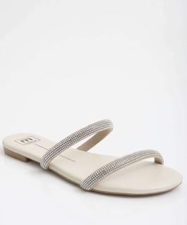 Rasteirinha Feminina Tiras Strass Moleca Branco-01010