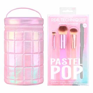 Real Techniques Pastel Pop Kit - 3 Pincéis para o Rosto + 1 Espátula de Maquiagem + Estojo