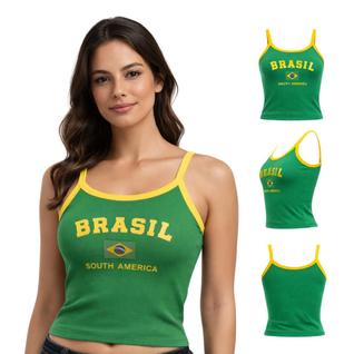 Regata Brasil Feminina Estampada Copa do Mundo Estilosa Alcinha