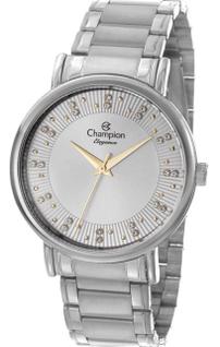 Relógio Champion Feminino Prateado Elegance Luxo  QTZ Mostrador com zircônia