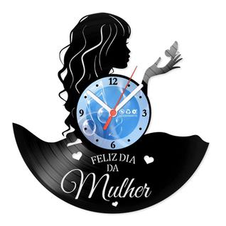 Relógio De Parede Disco Vinil Datas Especiais - Feliz Dia Da Mulher - VDE-012