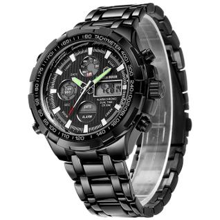 Relógio digital analógico de luxo em aço inoxidável GOLDEN HOUR para homens