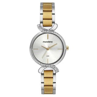 Relógio Mondaine Cistais Prata Dourado Feminino 32496LPMVBE2