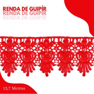 Renda De Guipír Chl-436 - Peça Com 13,7 Metros- Vermelho - Nº: 145 - Nybc