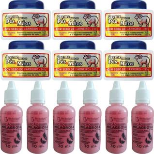 Revenda Atacado Kit Pés e Mãos 6 Gotinha + 6 Creme Sebo de Carneiro Para Hidratar Amaciar 