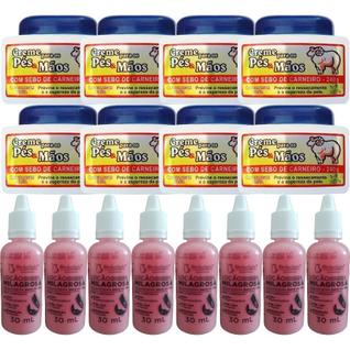 Revenda Atacado Kit Pés e Mãos 8 Gotinha + 8 Creme Sebo de Carneiro Para Hidratar Amaciar 
