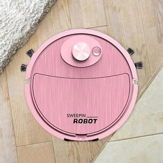 robo aspirador varre e aspira ao mesmo tempo na cor rosa