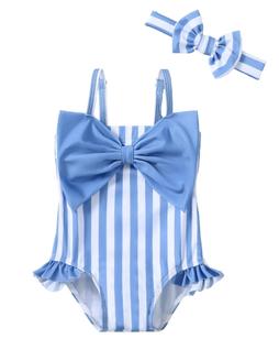 Roupa de banho para bebês Mioglrie 3-6M azul com listras