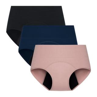 Roupa íntima menstrual POPKOK de cintura alta para pós-parto, pacote com 3