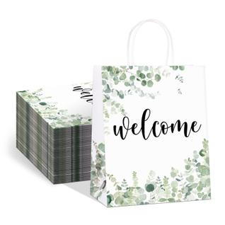 Sacos de presente de boas-vindas QIELSER para convidados de casamento, 50 unidades brancas