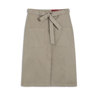 Saia color ellus midi bolso cinto caqui