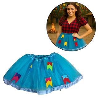 Saia de Tule Festa Junina Arraiá Quadrilha com Bandeirinhas