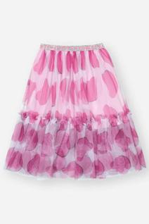 Saia Infantil Luxo Para Menina Midi Em Tule Estampada Festa Cinti 12317