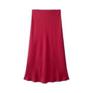 Saia Midi De Cetim De Cintura Alta Para Mulheres, Elegante E Longa, Saia De Verão Para Esc