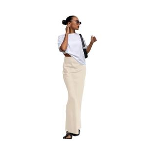 Saia Midi De Cetim De Cintura Alta Para Mulheres Moda 2024 Elegante Versátil Estilo Chic D