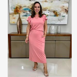 Saia Midi em Moletinho de Viscose - Grécia