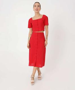 Saia Midi Feminina Laise Botões Marisa-16389