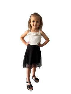 Saia Midi Godê Tule Retrô poá Moda Evangelica Feminina infantil