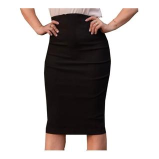 Saia Midi Lapis Social Secretaria Feminina Moda Evangelica Plus Zise Preta VESTE DO PP AO 