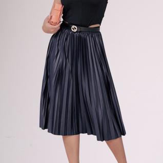Saia Midi Plissada Moda Evangélica material sintético Cirre