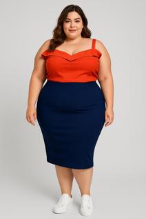 Saia midi plus size