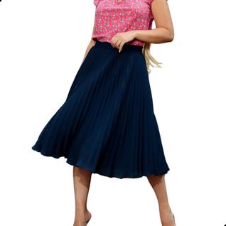 Saia Plissada Midi Crepe Moda Evangélica