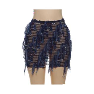 Saias Coloridas Com Franjas Para Mulheres, Estilo Peach Hip, Malha Fina, Sexy, Stretch, Te