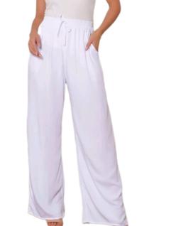 Saida calça pantalona branca crepe dunas