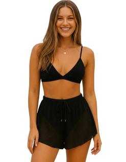 Saída Praia Feminina Adulto Curto Transparente Shorts Soltinho Verão Piscina Praia Tamanho