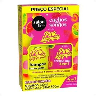 Salon line kit cachos dos sonhos pink lemonade sh+cr multy 3 em 1 300ml (cada