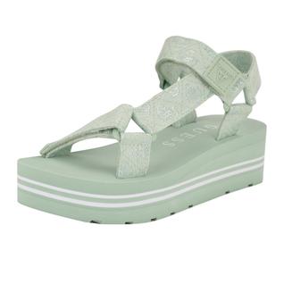 Sandália de cunha Guess AVIN para mulheres verde claro/branco tamanho 8