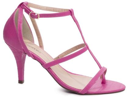 Sandalia Estilosa Marcante Pink Dourado Bege Salto Fino