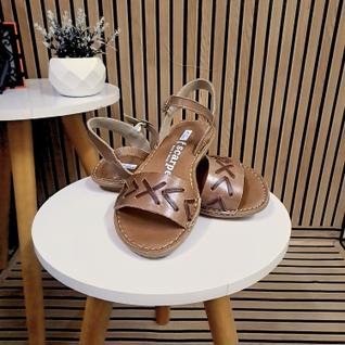 Sandália Feminina Rasteira Casual de Couro Confort Retro