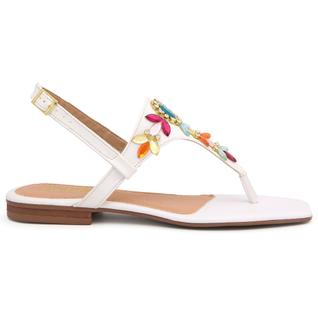 Sandália Feminina Rasteirinha com pedraria tendência primavera verão regulagem em tiras Re