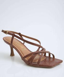 Sandália Feminina Tiras Textura Salto Fino Vizzano-11284