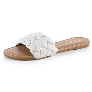 Sandália FITORY Flat White Trançada com Alça Slip-On Tamanho 10