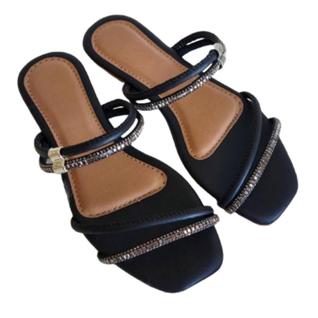 Sandalia Rasteira Feminina Com Strass Brilho de Luxo