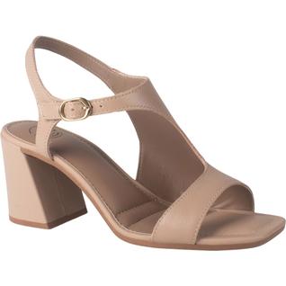 Sandália Salto Bloco Recortes Couro Tendência Moda Y9991 Dakota