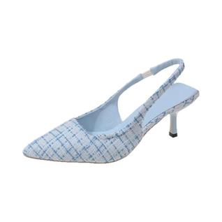 Sandálias Femininas De Salto Alto Azul Sal Marinho Com Bico Fino, Moda Casual, Vazadas Na 