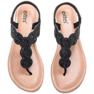 Sandálias planas Veittes femininas boêmias com alça de tornozelo