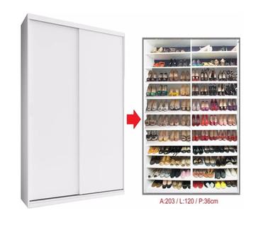 Sapateira 2 Portas De Correr Sem Espelho Com Luz Led Diamante