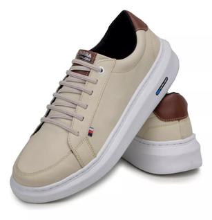 Sapatenis Masculino Em Couro Legitimo Casual Dia a Dia Urbano Cores Modernas 1031