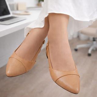 Sapatilha Rasteira Sandalia Bico Fino Slingback Nude Feminina Sapato Dia a Dia Social Conf