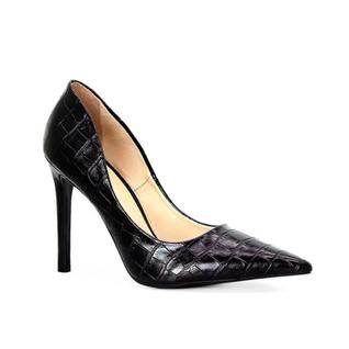Sapato feminino scarpin salto alto fino croco