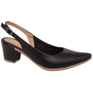Sapato Scarpin Feminino Salto Baixo Aberto Atrás Slingback Confortavel Via Angel 78.01