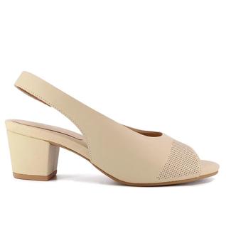 Sapato Slingback Peeptoe Salto Bloco Feminino Usaflex Y8214005 Creme