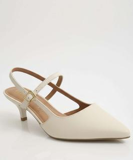 Scarpin Feminino Slingback Salto Fino Vizzano Off Whit-11254