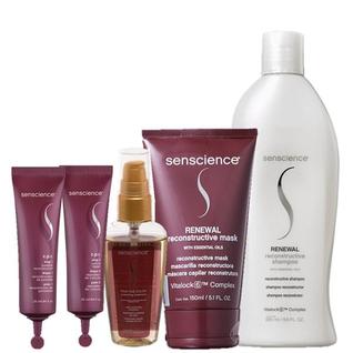 Senscience Renewal Shampoo 280ml Renewal Mask 150ml True Hue Color Oleo 55ml e CPR Tratame