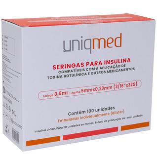 Seringa Descartável Para Insulina/Toxina Botulinica 0,5 ml x 5 mm Uniqmed